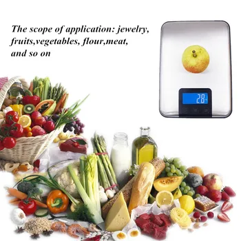 15 KG 1g Digital køkkenvægt 10 kg Store Fødevarer Kost, Vægt Slanke Rustfrit Stål Elektroniske Vægte Touch skærm Med en Pakke 40% off