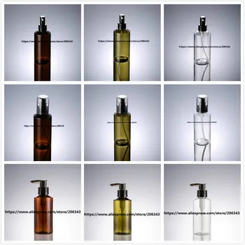 150 ML/GRØN / TRANSPRENT /BRUN plast PET-flaske med sort pumpe for serum/lotion/emulsion/foundation kosmetiske pakning