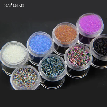 15g/max NailMAD AB Caviar Perler-0,6 mm blanding af Micro Mini Perler Boble Glas Perle Rhinestone Dekoration Tips Nail Art