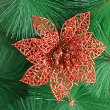 15Pc Glitter Kunstige Jul Blomst Christmas Tree Dekoration til Hjemmet Noel Natal bryllupsfest Nye År Xmas Udsmykning,JW