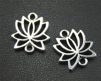 15pcs Antik Blå Lotus Charme Stik Smykker at Gøre DIY Håndlavet Håndværk 15x16mm A1796