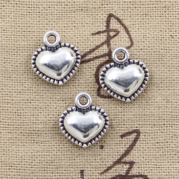 15pcs Charms dejlige hjerte 13*12 mm Antik Sølv Belagt Vedhæng Gør DIY Håndlavede Tibetanske Sølv Smykker