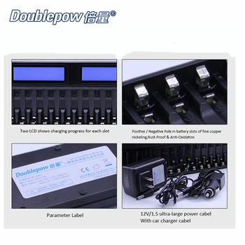 16 slots Doublepow DP-K106 2-LCD-Indbygget IC Beskyttelse Intelligent Hurtig batterioplader til 16 pc ' er 1,2 V AA/AAA Ni-MH/Ni-CD