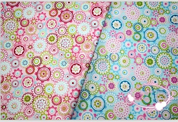 160*50 CM 2 STK Farverige Cirkel Blomster Print Bomuld Stof Teida DIY Væv Patchwork Telas Sy Baby Legetøj Quilt Tekstil Tecido