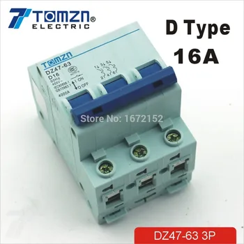 16A 3P type D 240V/415V Circuit breaker MCB, 4 POLER