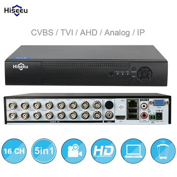 16CH 5in1 AHD DVR støtte CVBS TVI AHD Analog til IP-Kameraer, HD-P2P Cloud H. 264 VGA-HDMI-video-optager RS485 Lyd Hiseeu