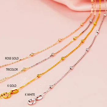 18k Rent Guld Halskæde Hvid Gul Rose Chain Perler For Kvinder Pige Gave Fine Smykker Ny Hot Sell Fornemme Top God Godt Lide
