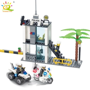 193pcs Politiets kommandocentral Motorcykel politistationen byggesten Kompatibel Legoed by Byggeri mursten børn legetøj