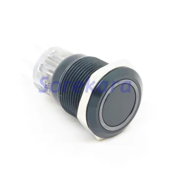 19mm Zn-Al-Ring-LED Farve RØD Låsende 2NO 2NC Trykknap Switch Sort Belægning For Auto IP67 UL 6V/12V/24V/110V/220V