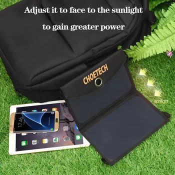 19W Solar Oplader CHOE Vandtæt Sammenklappelig Udendørs Solar Panel Batteri USB-Oplader med Auto Detect Tech Til iPhone 8 7 7 Plus