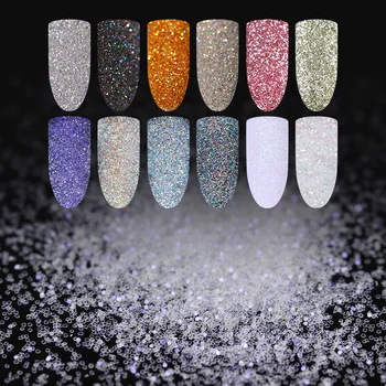 1Box Holografiske Skinner, Søm Glitter Pailletter 0,2 mm Farverige Pulver Flakies Støv Manicure Nail Art Dekoration