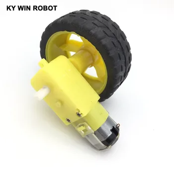 1Lot/pakke Deceleration DC Gear Motor + støttehjul, smart bil chassis, motor / robot bil hjul til arduino
