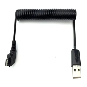 1m 3m Mikro-USB-90 Graders Vinklet til USB 2.0 Mandlige Foråret Sammenrullet Udtrækkelig Strække Data Sync Opladning Opladning Kabel Ledning Sort