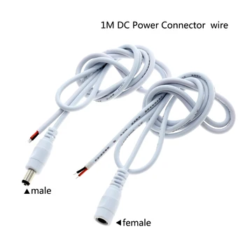 1M DC Power Stik Ledning Mand / Kvinde Til LED Strip