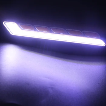 1Pair COB LED KØRELYS Kørelys Hvid med Gule blinklys Kørsel Lampe Bar IP65 Vandtæt 12V DC