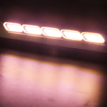 1Pair COB LED KØRELYS Kørelys Hvid med Gule blinklys Kørsel Lampe Bar IP65 Vandtæt 12V DC