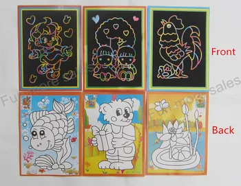 1pc 2-i-1 Magic Papir Farve Kort Skrabe maling børn Tegning Legetøj, som Børn Baby tidlig uddannelse 127*171mm