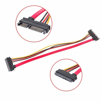 1Pc 30cm 22Pin(15+7) Mand Til 22 pin Female SATA-Serial ATA-Data Power Kabel-Extension-Stik Ledningen SATA-Kabler C26