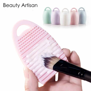 1PC Bærbare Rent Kosmetiske Børste til Rengøring Af Silikone Æg Formet Makeup Brush Cleaner Rengøring Vask Af Handske Skrubber&Kroge