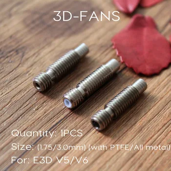 1pc E3D Varme Bryde Hotend Hals M6 M6 Til 1,75 mm/ - 3,0 mm Endeløse Rustfrit Stål 3D-Printer til E3D V6 og e3d v5