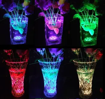 1Pc Flerfarvet RGB fjernbetjening 16colors dykkede led-lys bryllup fest dekoration vase base lys til fest