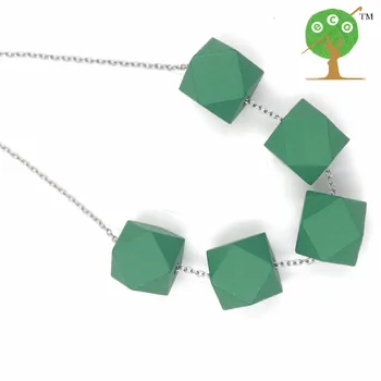 1pc salg Geometriske Træ Perle Cluster Halskæde Moderne Tribal Smarte perle beaded halskæde, grøn, sølv, sort himmel blå NWr1510