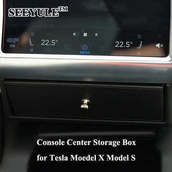 1pc SEEYULE Bil Center Konsol opbevaringsboks Taske Organizer Tilbehør til Tesla Model X Model S Passer Perfekt Solbriller Skuffe