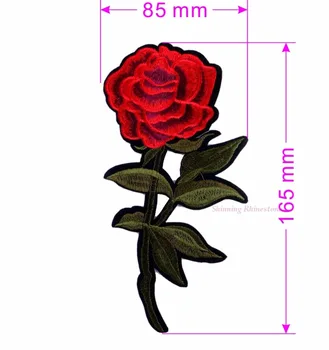 1pc Stryg-på-Sy-om Pletter Rød Rose Blomst Motiv Applique Kvinder DIY Tøj Mærkat Bryllup Patch Kjole Ornament