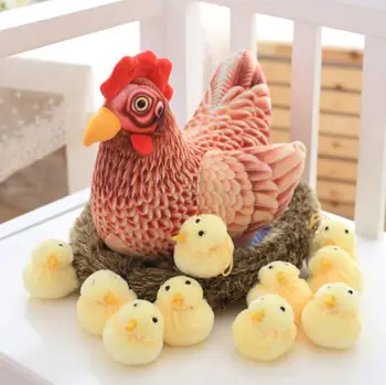 1pc tegnefilm simulering hane hane, høne, lille kylling, blød plys dukke pude kreative udstoppet legetøj pige sjove gaver