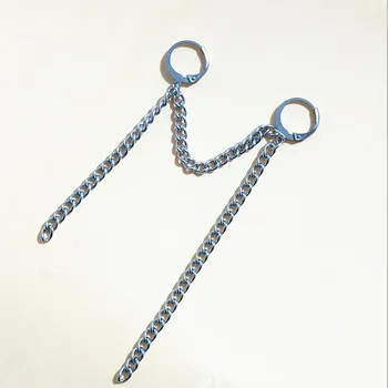 1PC Tendens koreanske BTS Rustfrit stål kæde dobbelt ører Stud Øreringe Lange Geometriske Smykker til mænd og kvinder