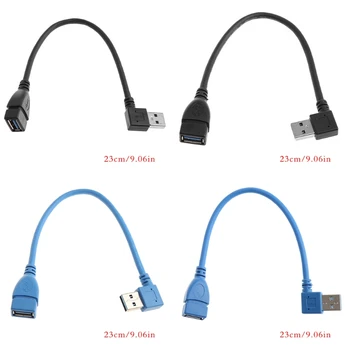 1Pc USB 3.0 Højre / Venstre Vinkel 90 Graders forlængerkabel Mandlige og Kvindelige Adapter Netledning USB-Kabler Drop shipping