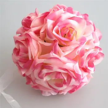 1stk 15cm Kunstig Silke Blomst Rose Kissing Bolde Buket Kernen Pomander Party Bryllup Danske dekorationer