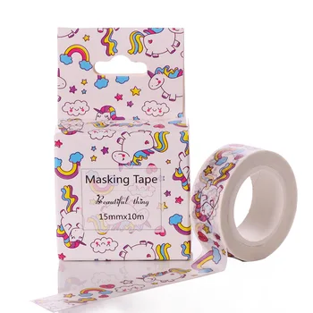 1stk 15mm*10m Box Pakke Unicorn Washi Tape Fremragende Kvalitet, Farverige Papir Tape Søde Dyr Washi Tape