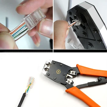 1stk Aluminium Legering Bærbare Ethernet-netværkskabel Crimper telefonlinje Wire Crimpning Tænger Ratchet Hånd Værktøj