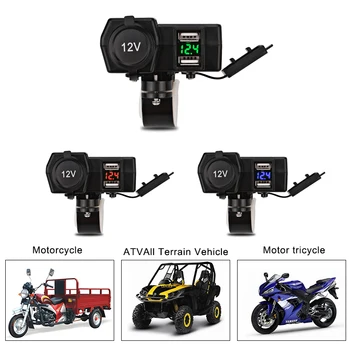 1STK Bil, Motorcykel Dual USB Oplader Vandtæt LED-Voltmeter til cigarettænderen Til iphone og Android-Adapter 12V 24V