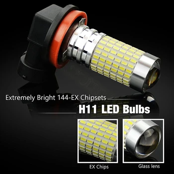 1stk H11 H16 LED Pærer 1500 Lumen Meget Lyse 144-EX Chipsæt H8 med Projektor til KØRELYSET eller tågelygter, 6000K Hvid Led