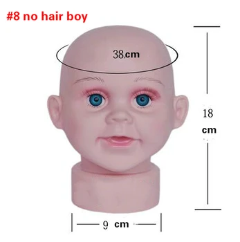 1stk Hoved omkreds 38cm Spædbarn baby hoved model Skaldede dreng viser, cap, hat, briller tørklæde hår mannequin-vindue Vises engros
