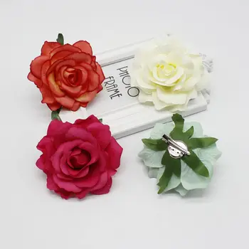 1stk / masse nye DIY hår pynt hovedklæde bryllup bride rød rose strømmer klud hår klippet blomster