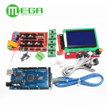 1stk Mega 2560 R3 CH340 + 1stk RAMPER 1.4 Controller + 5pcs A4988 Stepper Driver Modul +1stk 12864 controller til 3D Printer kit