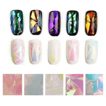 1stk Nye Super Skinnende Glas Finger Nail Art Stickers Folier, Papir DIY Beauty Nail Dekorationer