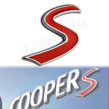 1stk Rød S Sport 3D Bil Metal Emblem Universal Car Auto S Logo på Bagklappen Badge-Logo Mærkat Mærkat for Mini Cooper