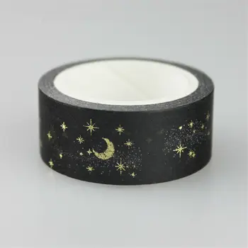 1X Black Moon Stjerner Washi Papir Masking Tape 1,5 cm x 5m DIY Scrapbooking Hjerte-Klistermærker Gave Indpakning Mærkat