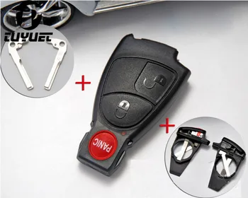 2+1 Knapper Smart Fjernbetjening Nøgle Shell Til Mercedes Benz FOB Tilfældet Med Batteri Holder Klip og nøglebladet