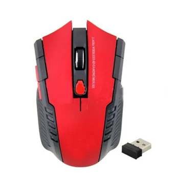 2,4 Ghz Bærbart Trådløst 2400DPI Optical Gaming Mouse Mus Til Bærbare PC, Rød+Sort