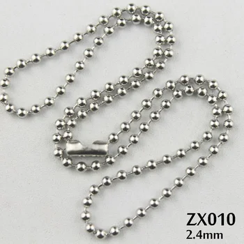 2.4 mm perler kæde i rustfrit stål bolden kæder med taljen og spænde mode Smykker dele kæder 20pcs ZX010