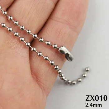 2.4 mm perler kæde i rustfrit stål bolden kæder med taljen og spænde mode Smykker dele kæder 20pcs ZX010