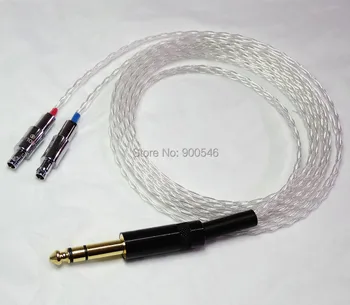 2,5 m 8ft Håndlavet 8 core Fladskærms fletning OCC Sølv forgyldt Hovedtelefon Kabel-Opgradering Til SENNHEISER HD800