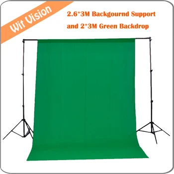 2,6 m*3m/8.5 m*9,8 ft Foto Baggrund Baggrund Stativ System Kit med 2 m*3m Grøn Baggrund