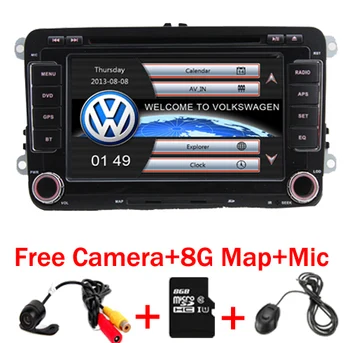 2 Din 7 Tommer Bil DVD-Afspiller Til VW Volkswagen Polo Seat Bora Golf Jetta Tiguan Leon Skoda med GPS og Bluetooth-Radio, Gratis GPS-KORT