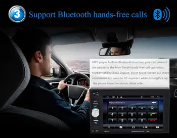 2 din bil radio autoradio spejl link Bluetooth-touch screen-hjulet kontrol med bag kameraet mp5 bil 2 din radio